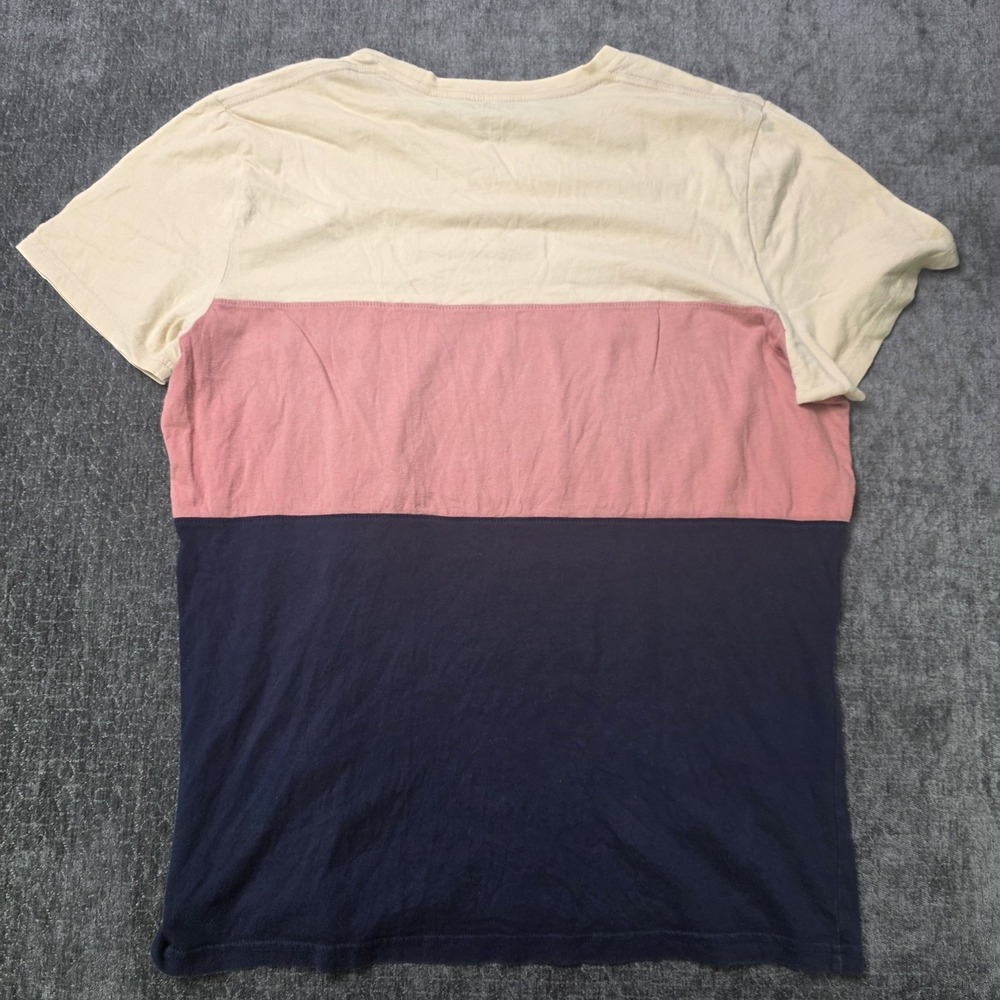 Hollister T Shirt Mens Large Box Logo Embroidered Colorblock Blue Pink Preppy‎ L - Picture 7 of 7